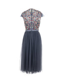 Embroidered Tulle Midi Dress