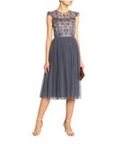 Embroidered Tulle Midi Dress