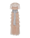 Scallop Tiered Tulle Gown