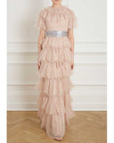 Scallop Tiered Tulle Gown