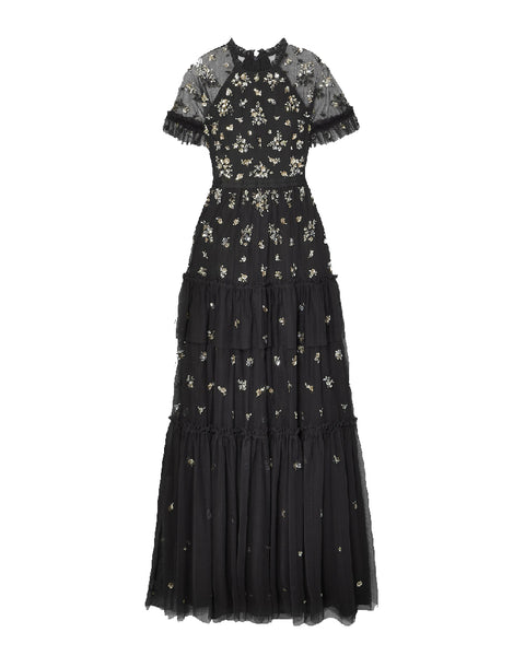 Black Floral Embellished Gown