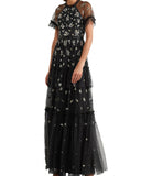 Black Floral Embellished Gown
