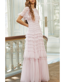 Valentine Ruffle Powder Pink Gown