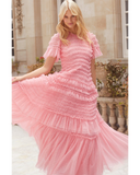 Valentine Ruffle Rose Pink Gown