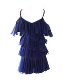 Tiered Navy and Red Polkadot Dress