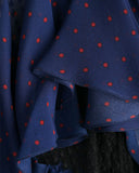 Tiered Navy and Red Polkadot Dress