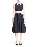 Varga Dark Blue Collared Satin Dress