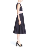 Varga Dark Blue Collared Satin Dress