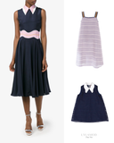 Varga Dark Blue Collared Satin Dress