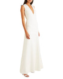 Plunge Neck Sleeveless Crepe Gown