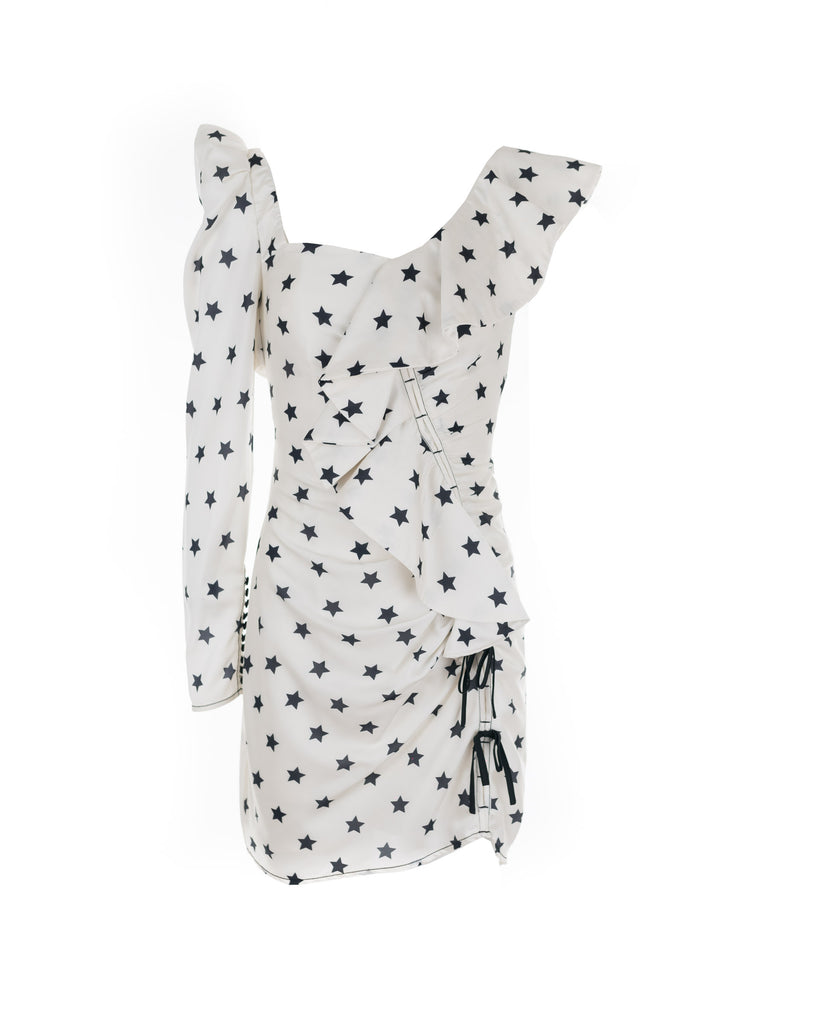 Star Satin Asymmetrical Mini Dress