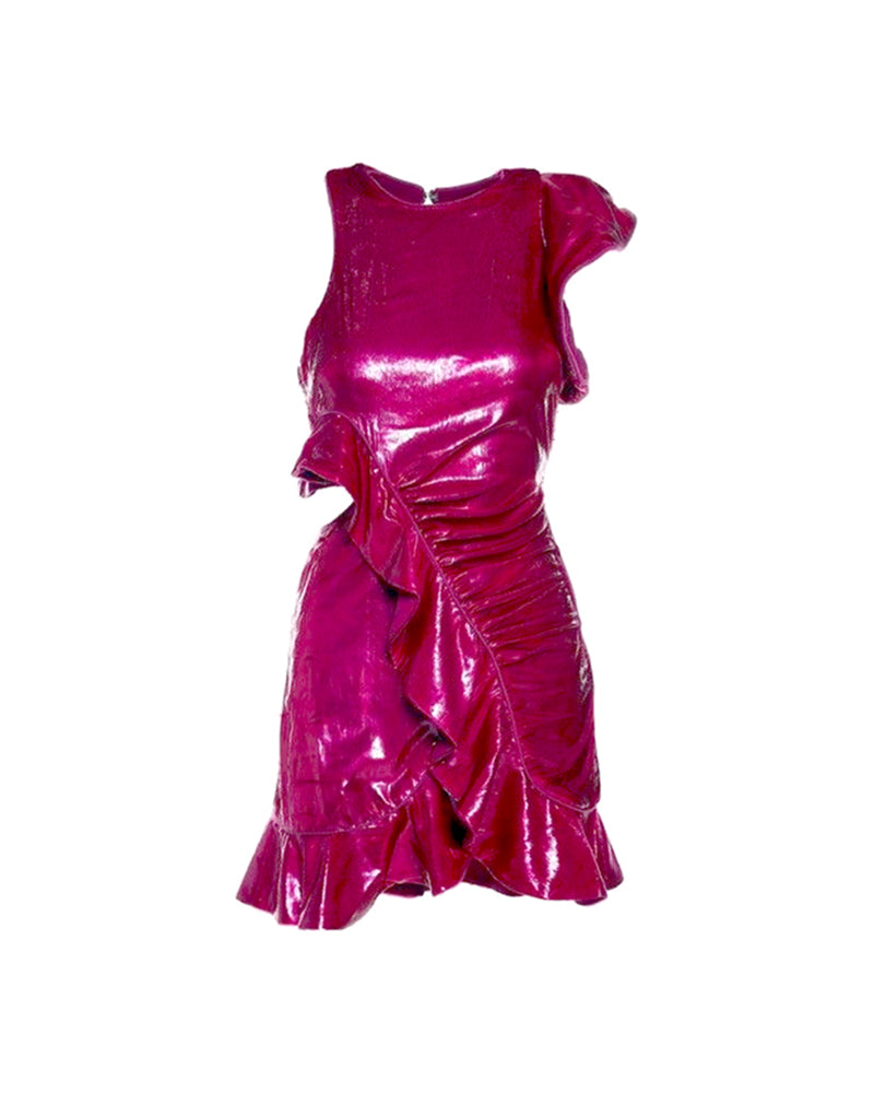 Metallic Velvet Red Mini Dress