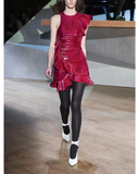 Metallic Velvet Red Mini Dress