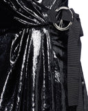 Asymmetrical Metallic Velvet And Lace Dress