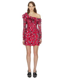 Long-sleeved Floral Printed Mini Dress
