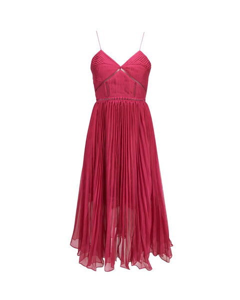 Fuschia Pleated Midi Dress