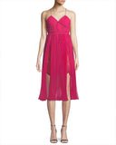 Fuschia Pleated Midi Dress