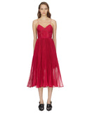 Fuschia Pleated Midi Dress