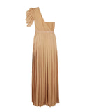 Camel One-Shoulder Gown
