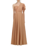 Camel One-Shoulder Gown