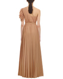 Camel One-Shoulder Gown