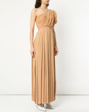 Camel One-Shoulder Gown