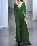 Pleated Maxi Chiffon Gown