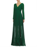 Pleated Maxi Chiffon Gown