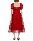 Short-sleeve Hibiscus Guipure Lace Dress