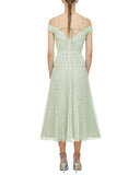 Mint Off-shoulder Lace Midi Dress
