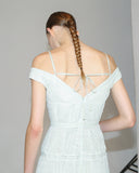 Mint Off-shoulder Lace Midi Dress