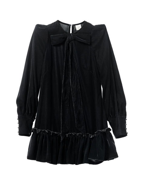 Bow-detail Velvet Dress