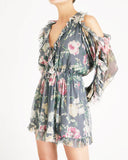 Iris Floral Print Silk-Georgette Playsuit