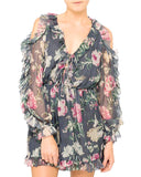Iris Floral Print Silk-Georgette Playsuit