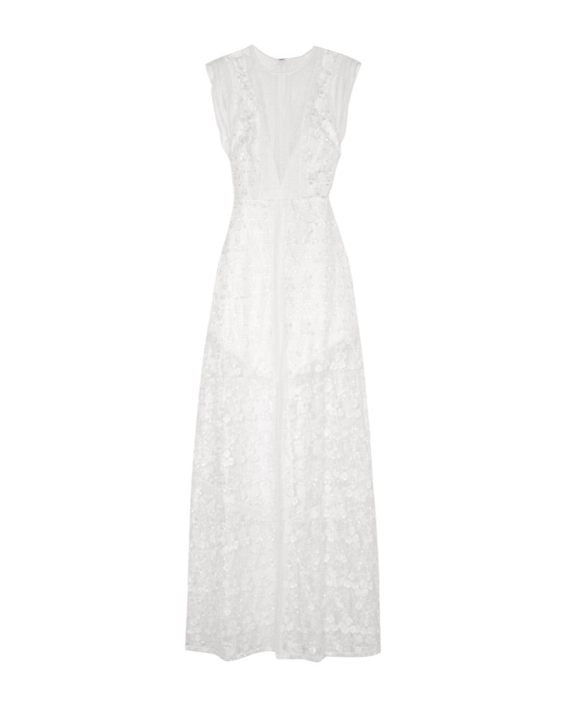 Kasia Lace Embroidered Tulle Maxi Dress