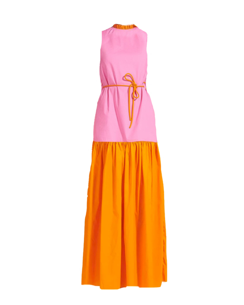 Zo Two-tone Cotton Poplin Maxi Dress