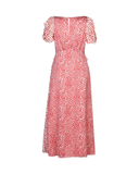 Red and Cream Polkadot Satin Print Dress
