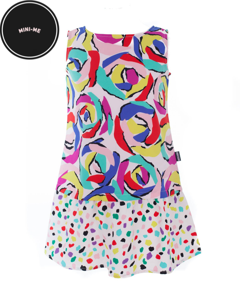 Rose Print Drop-waist Dress