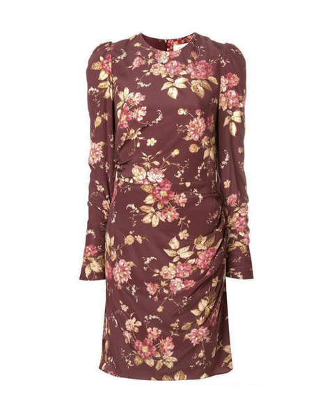 Garnet Floral Draped Mini Dress