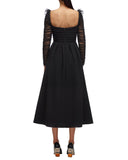 Black Crepe Swiss Dotted Gown