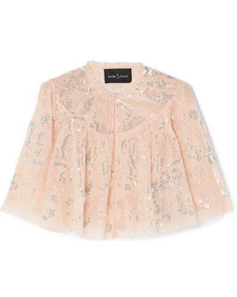 Cream Embellished Cropped Jacket