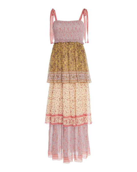zimmermann picnic tiered silk dress Zimmermann Balance Picnic Corset Linen & Silk Midi Dress in Black
