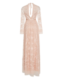 Embroidered Long Sleeve Lace and Tulle Gown