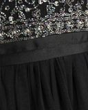 Open-back Embellished Tulle Gown