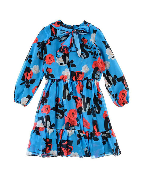 Mini-Me Blue Roses Georgette Dress