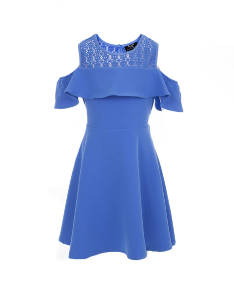 Palace Blue Cold Shoulder Ruffle Dress