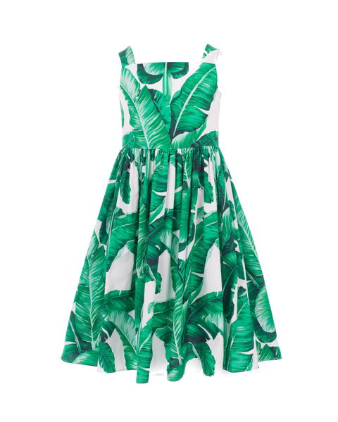 Banana Leaf Print Sleeveless Dress