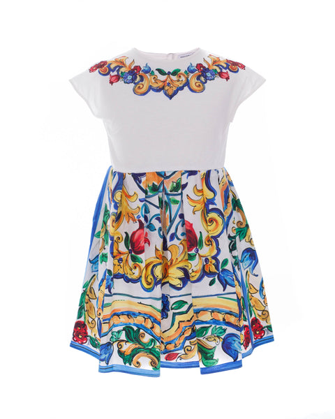 Light Maiolica Print Cotton Dress