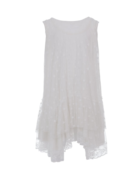 Cream Frilled Polkadot Dress