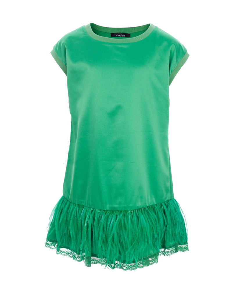 Emerald Green Feather Party Dress